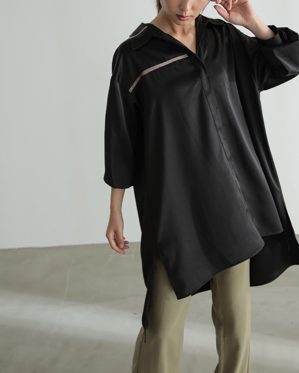 silk look long shirt