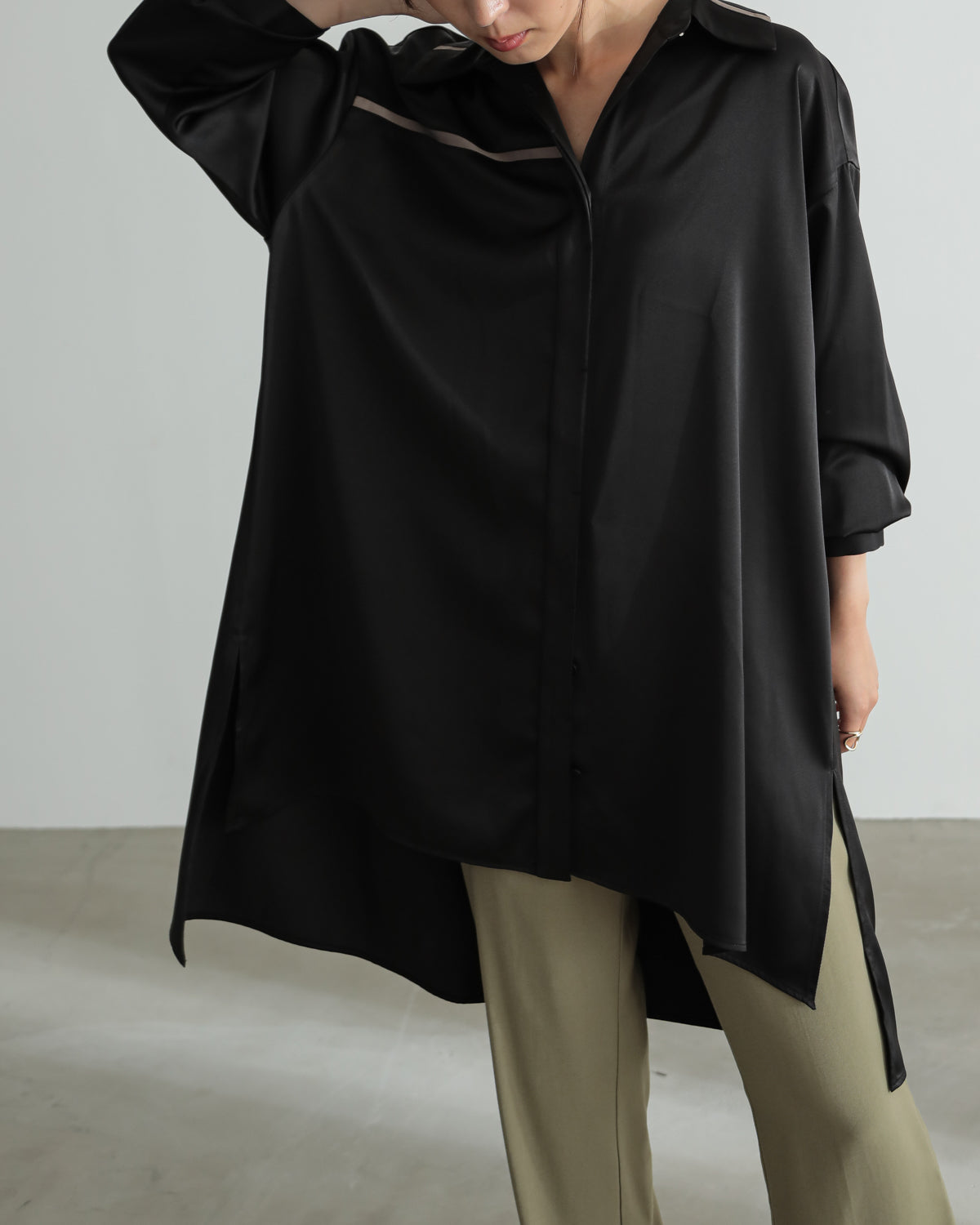 silk look long shirt