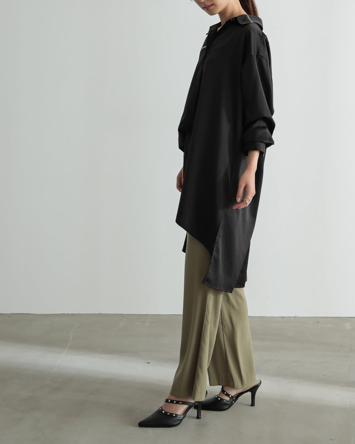 silk look long shirt