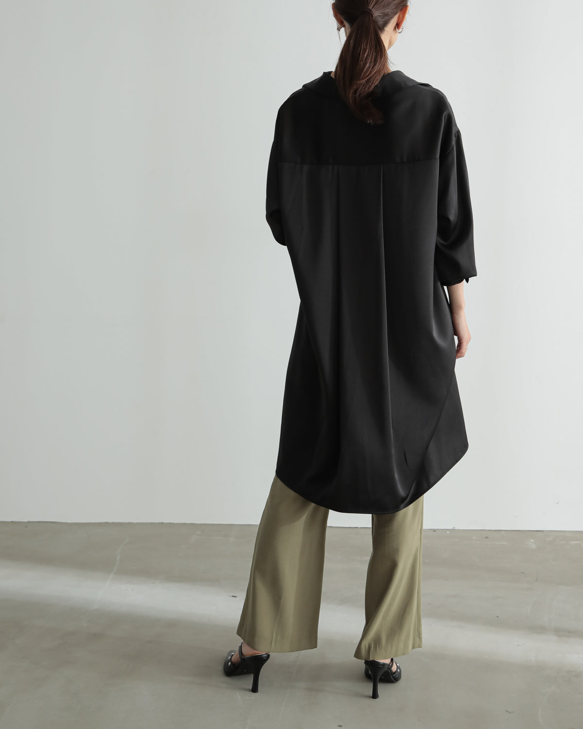 silk look long shirt