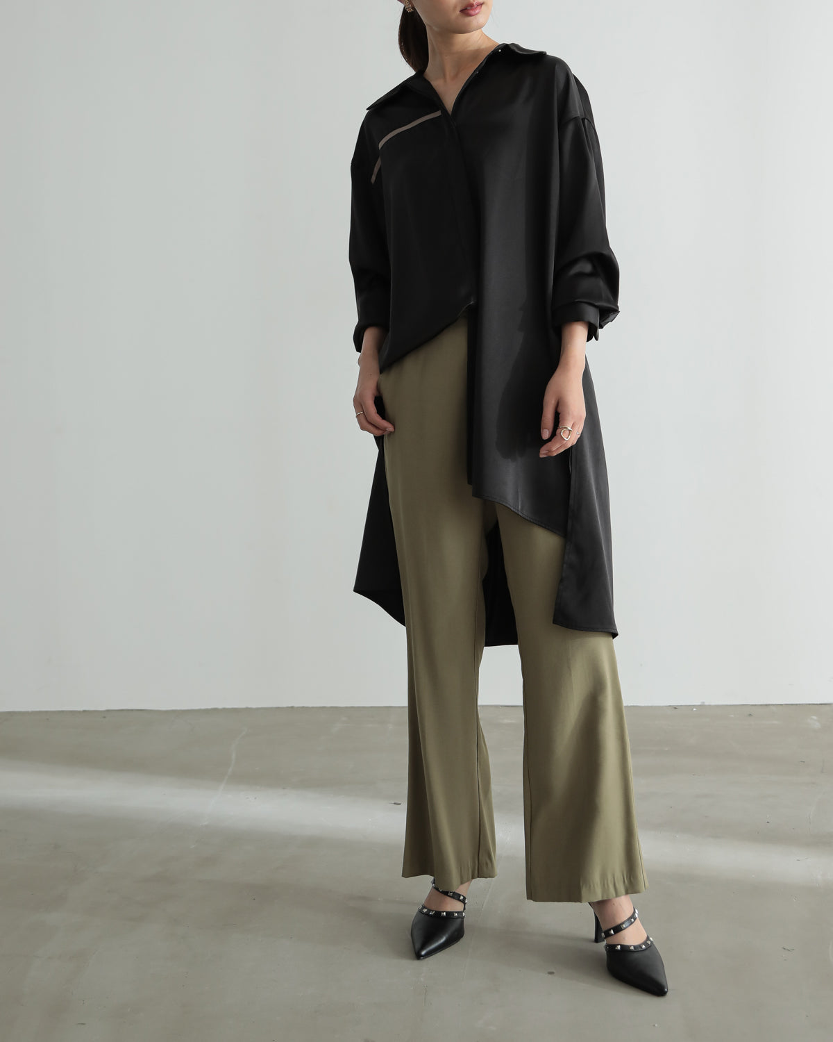 silk look long shirt