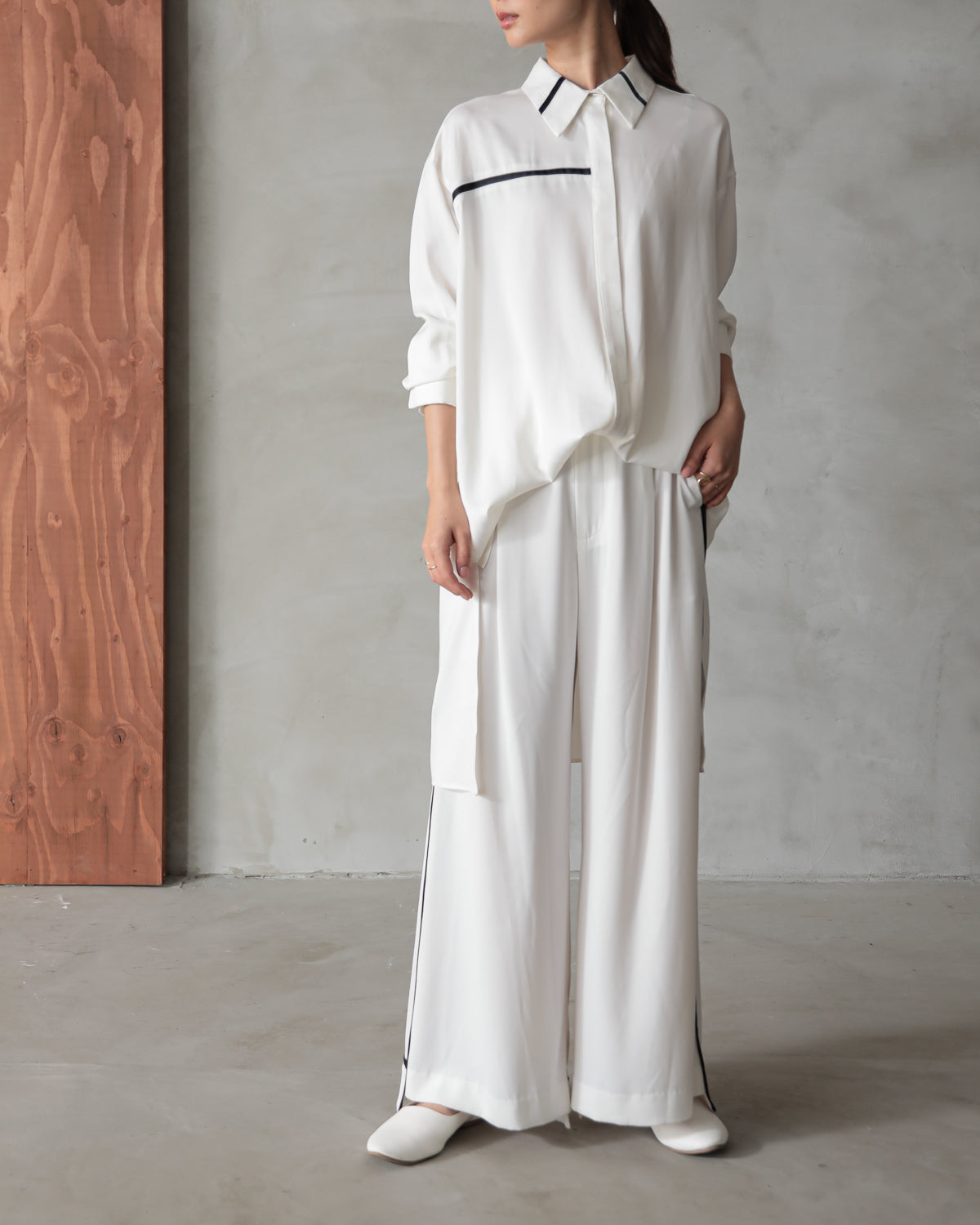 silk look wide pants