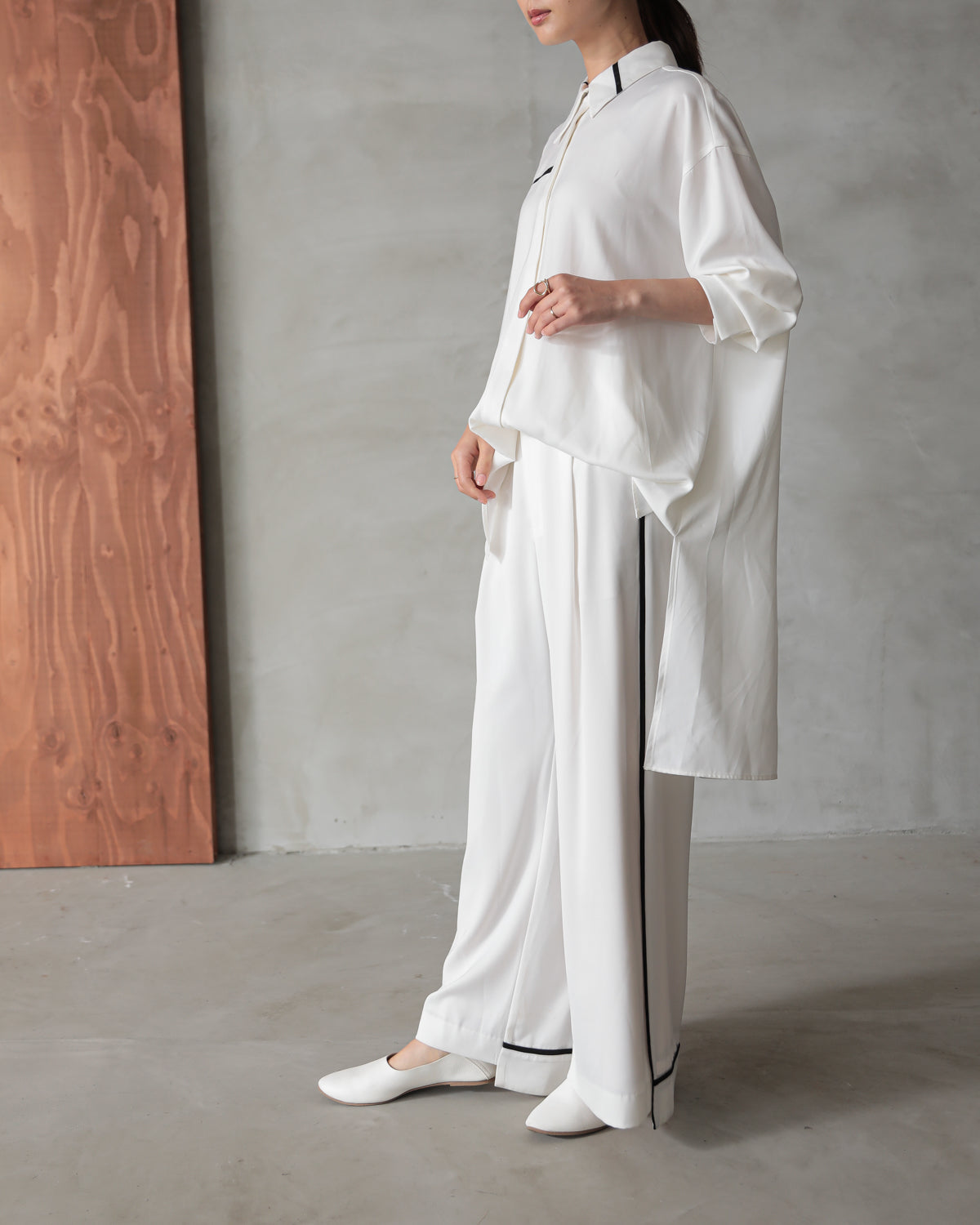 silk look wide pants