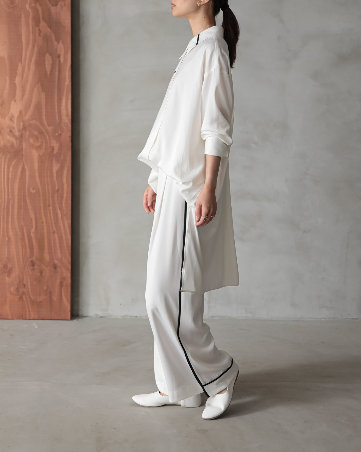 silk look wide pants