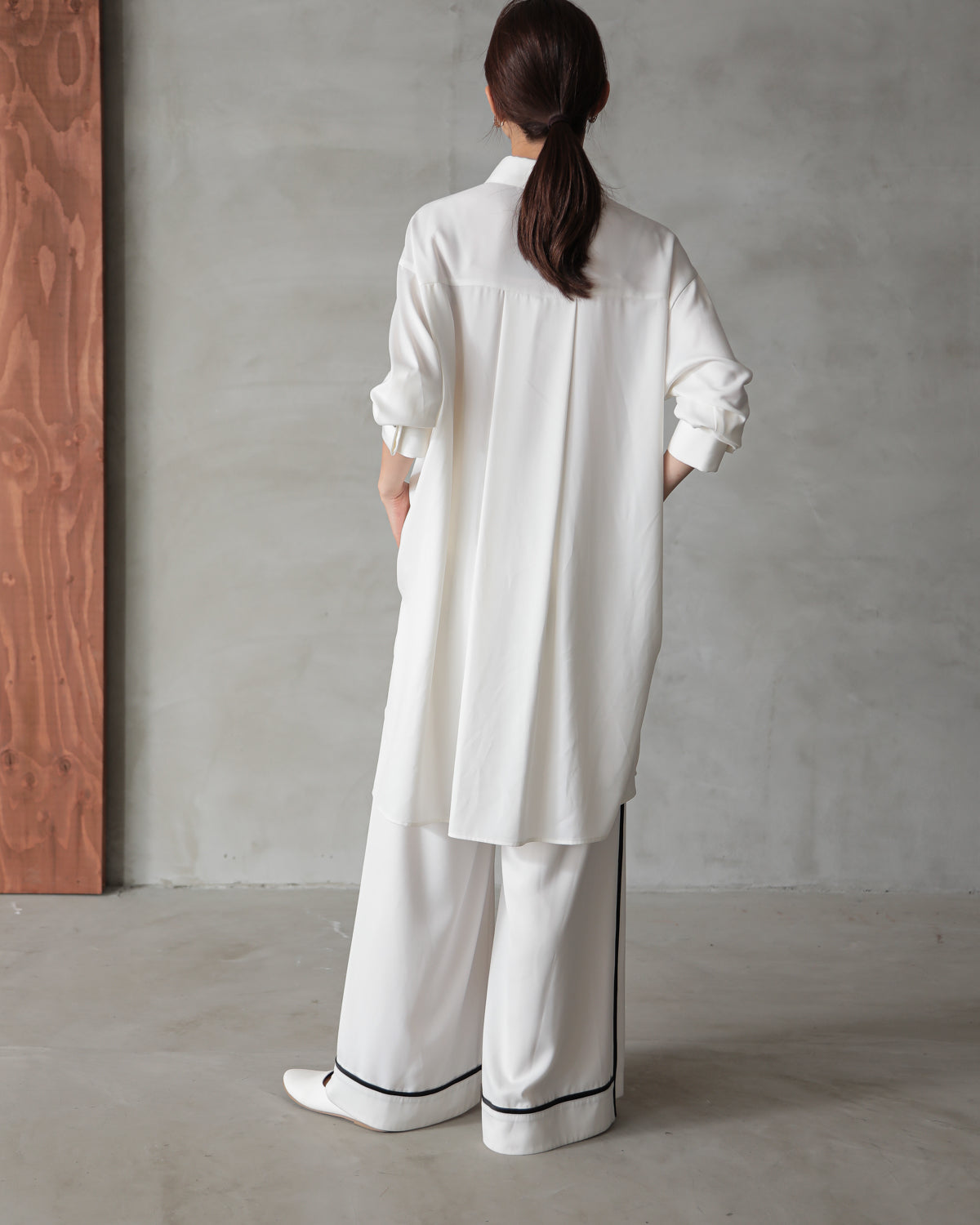 silk look wide pants