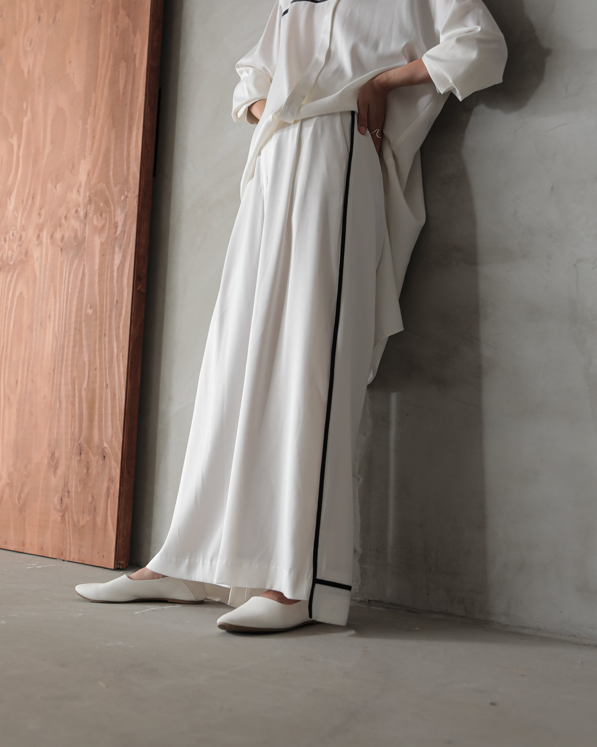 silk look wide pants