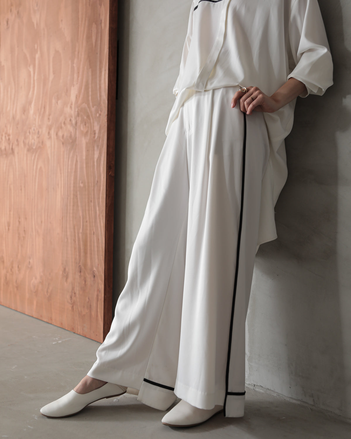 silk look wide pants