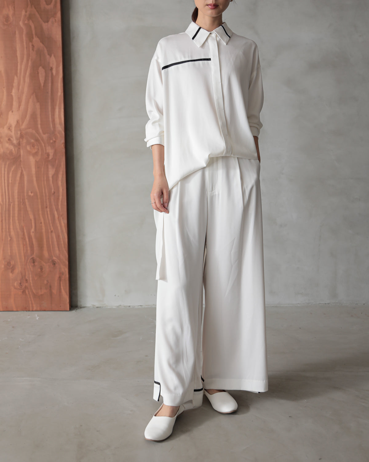 silk look wide pants