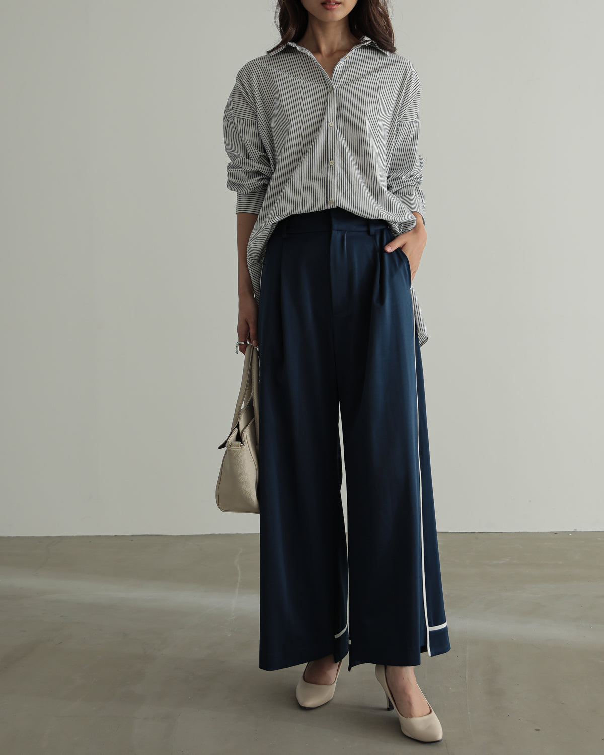 silk look wide pants