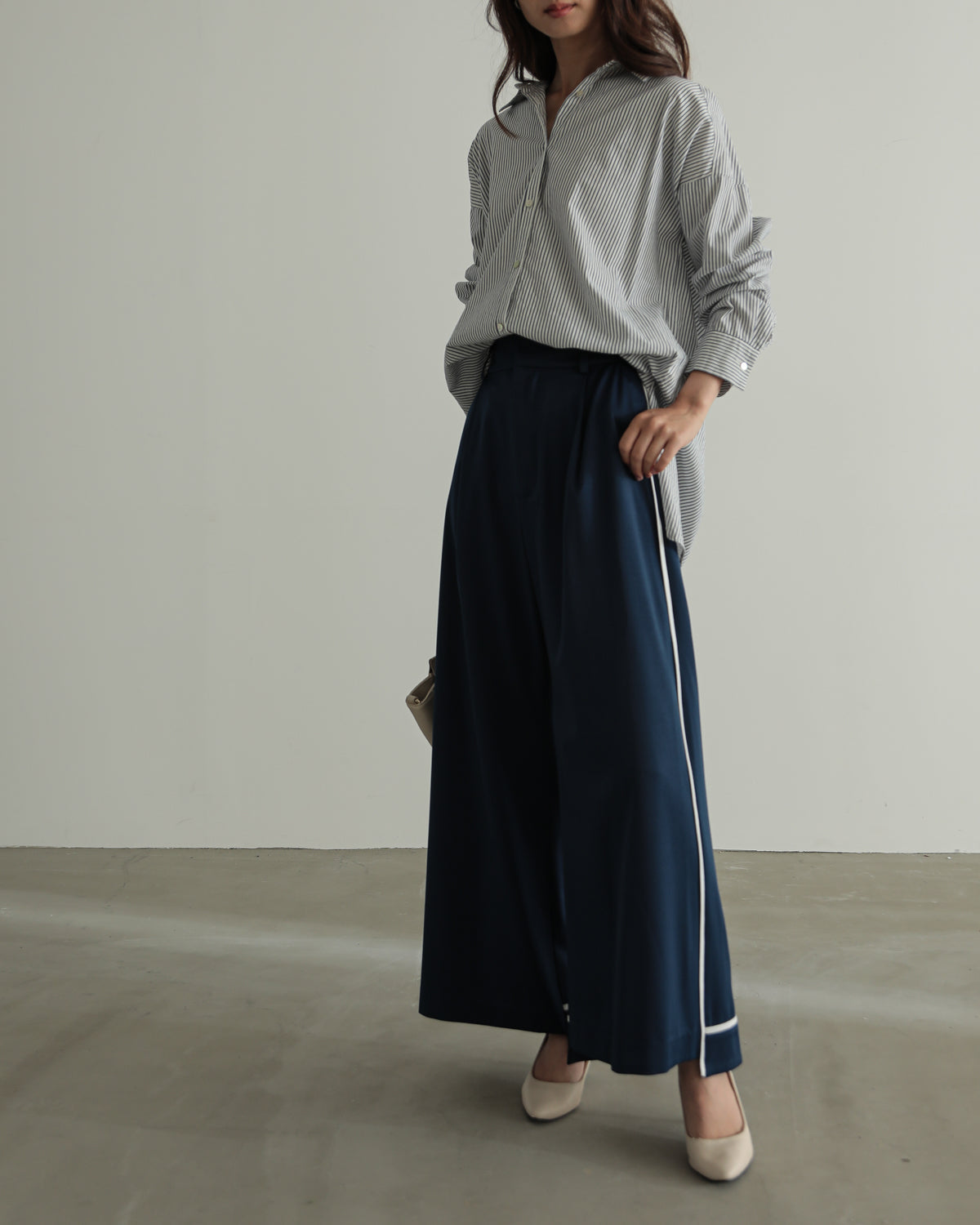 silk look wide pants