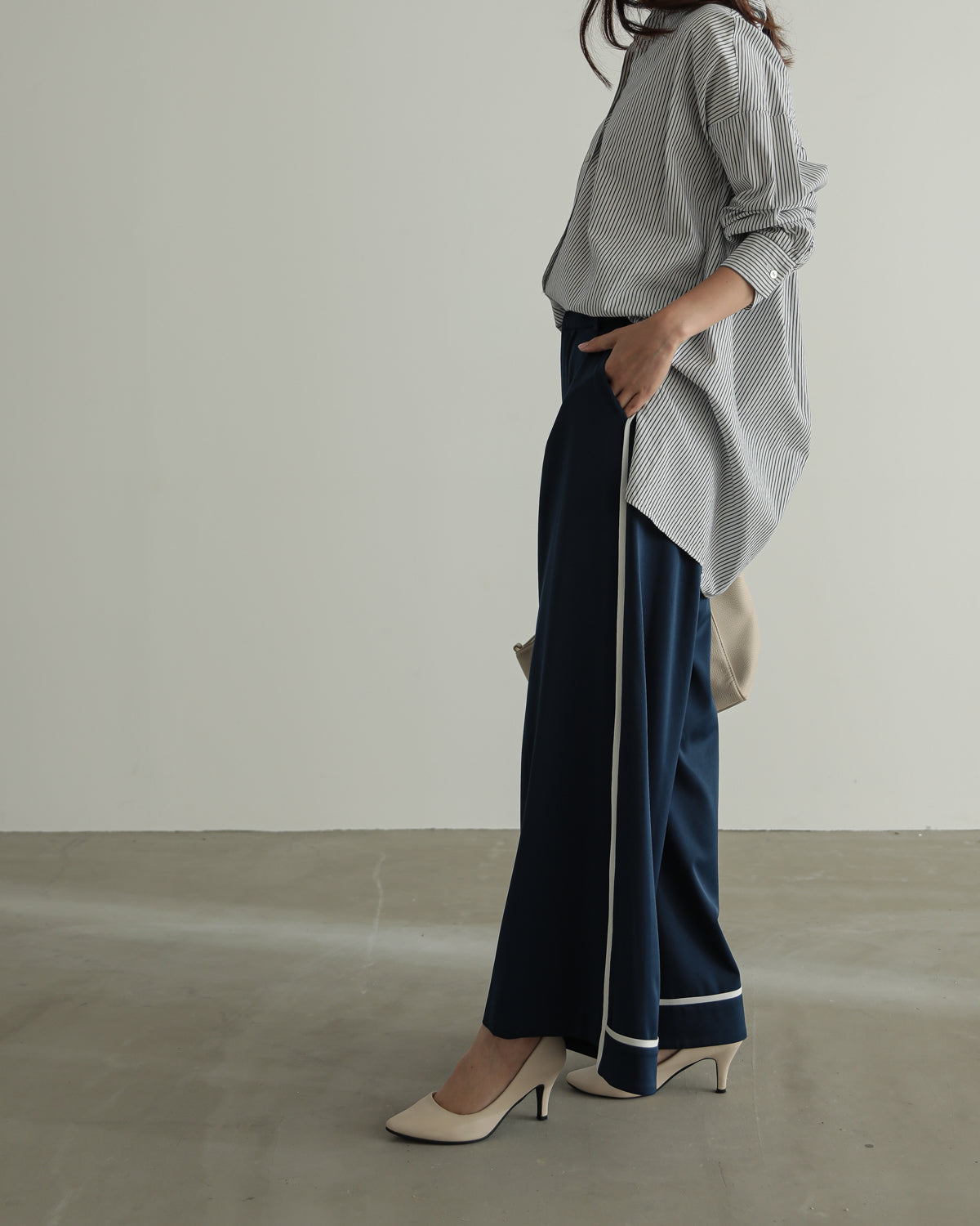 silk look wide pants