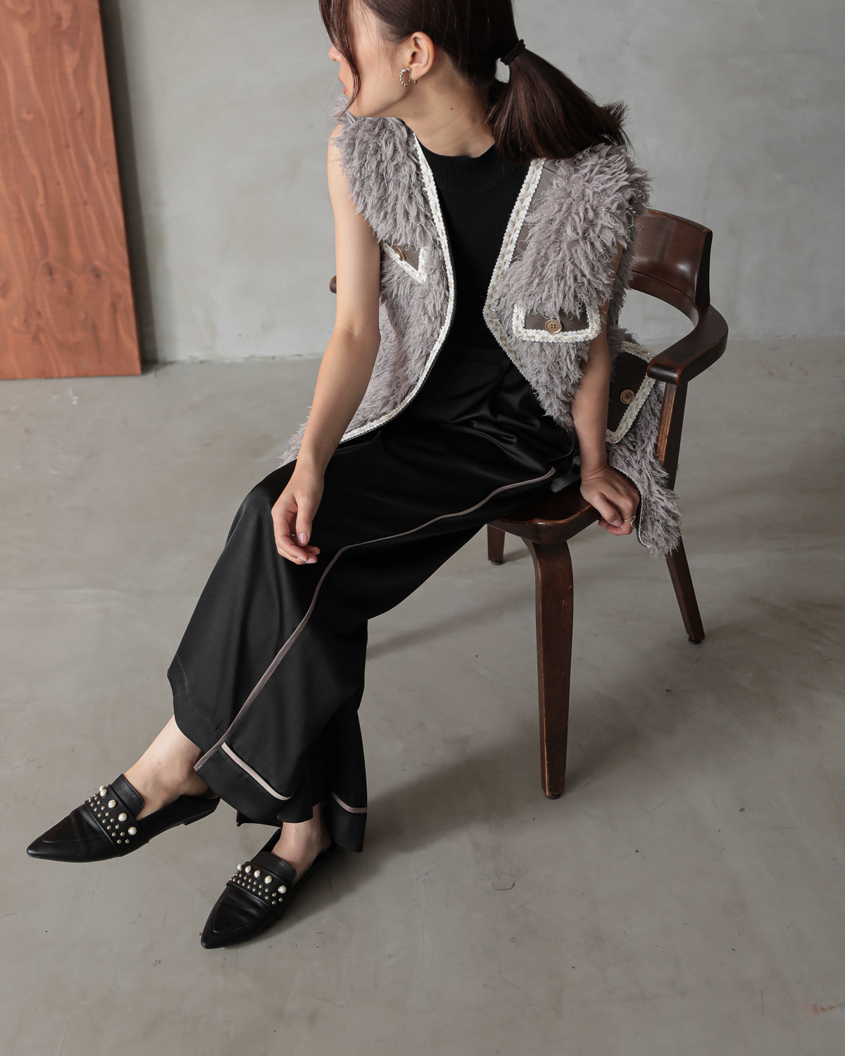 silk look wide pants