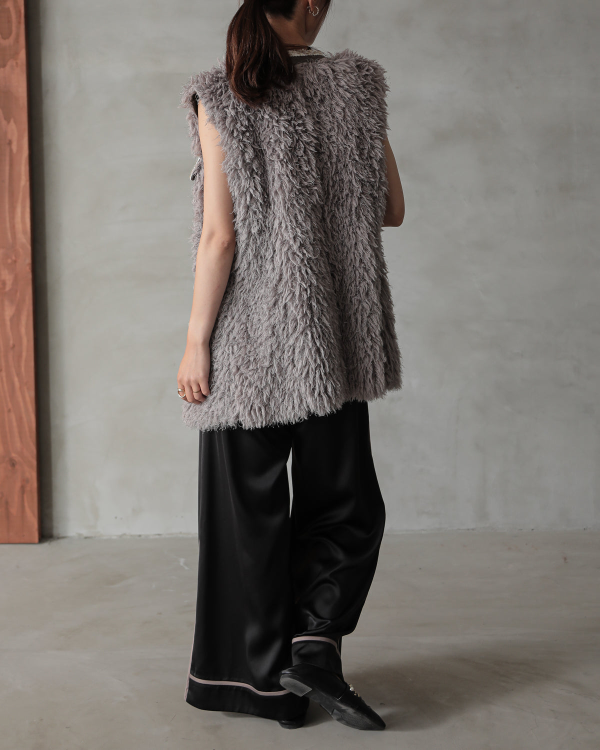 silk look wide pants