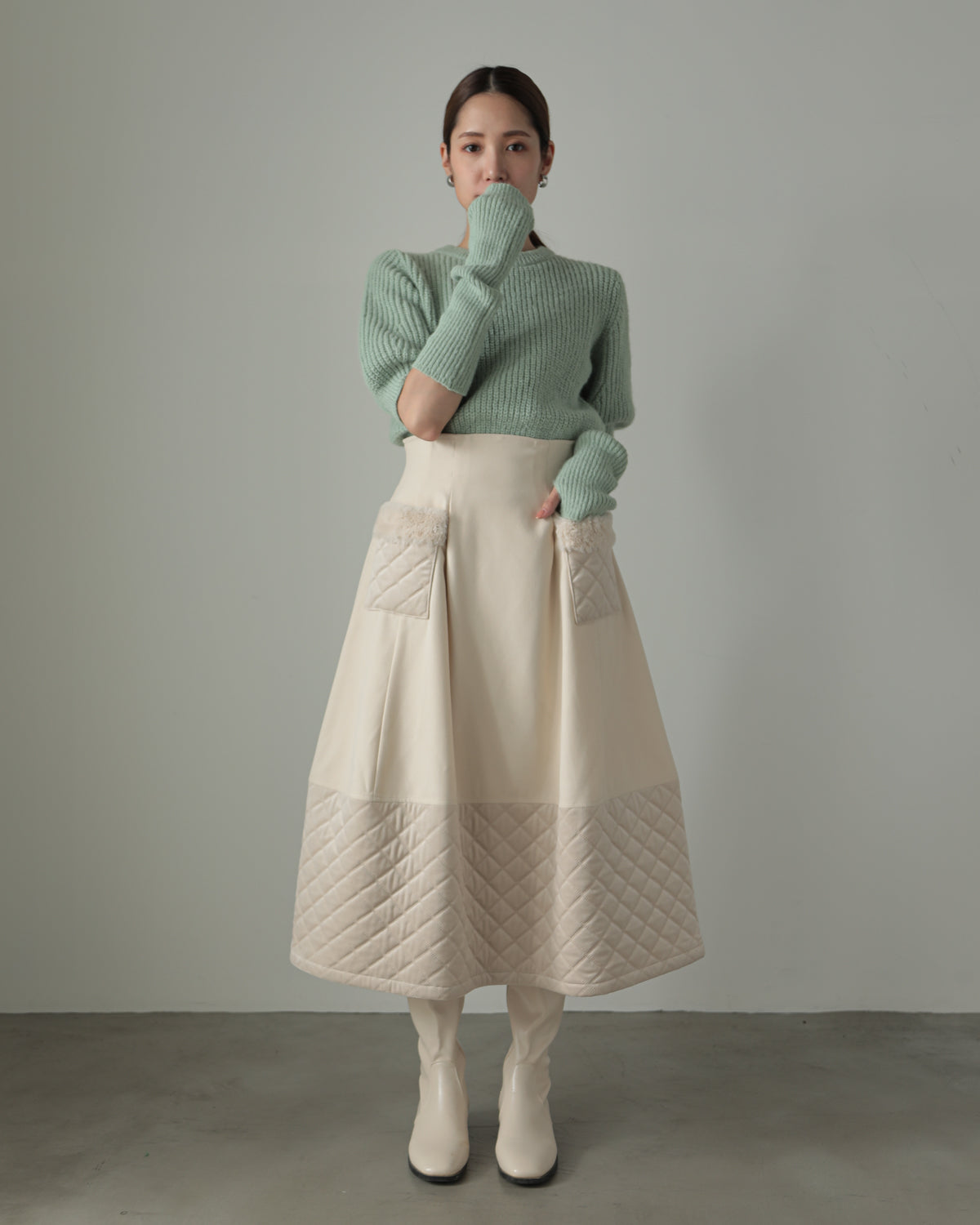 quilt pocket fur skirt