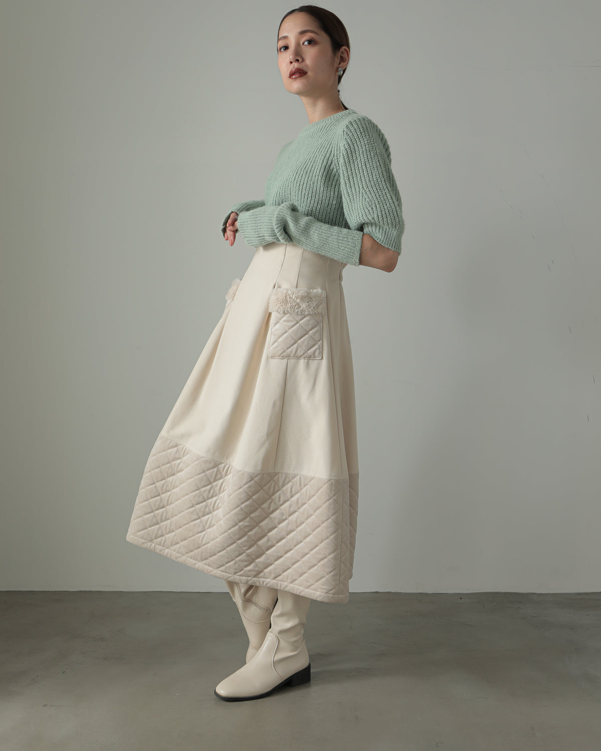 quilt pocket fur skirt