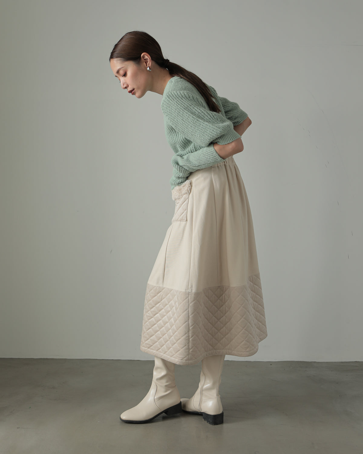quilt pocket fur skirt