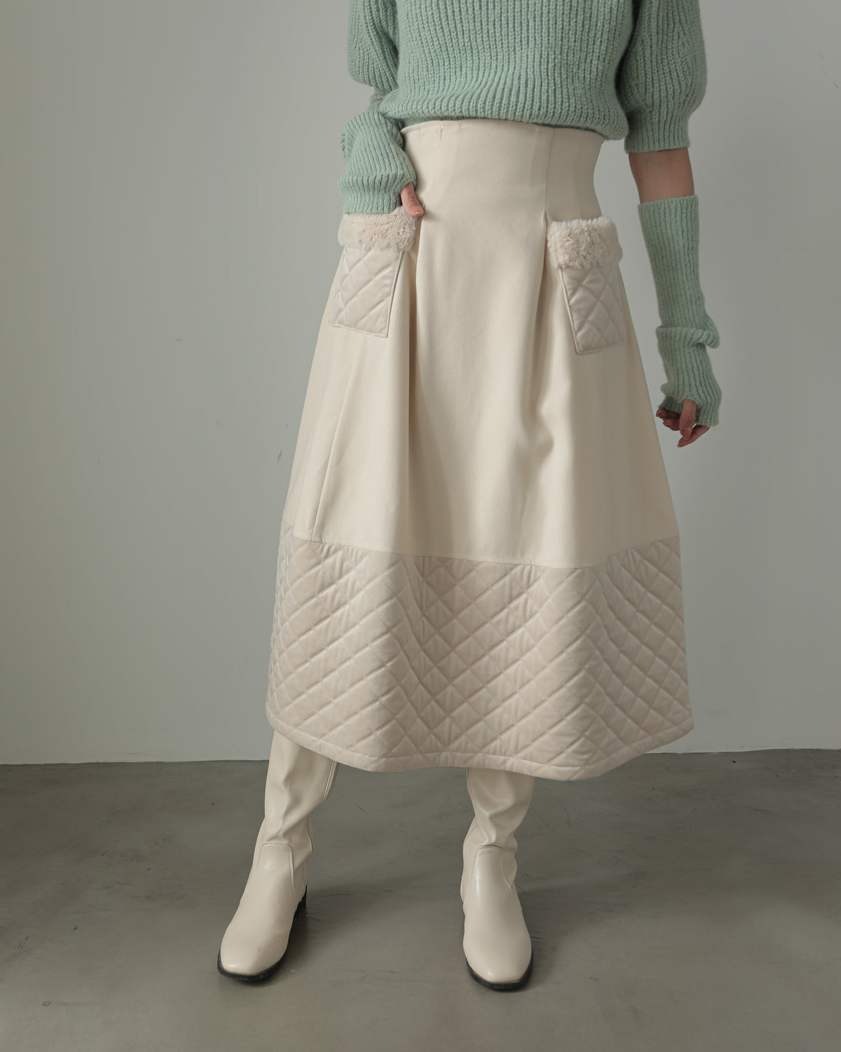 quilt pocket fur skirt