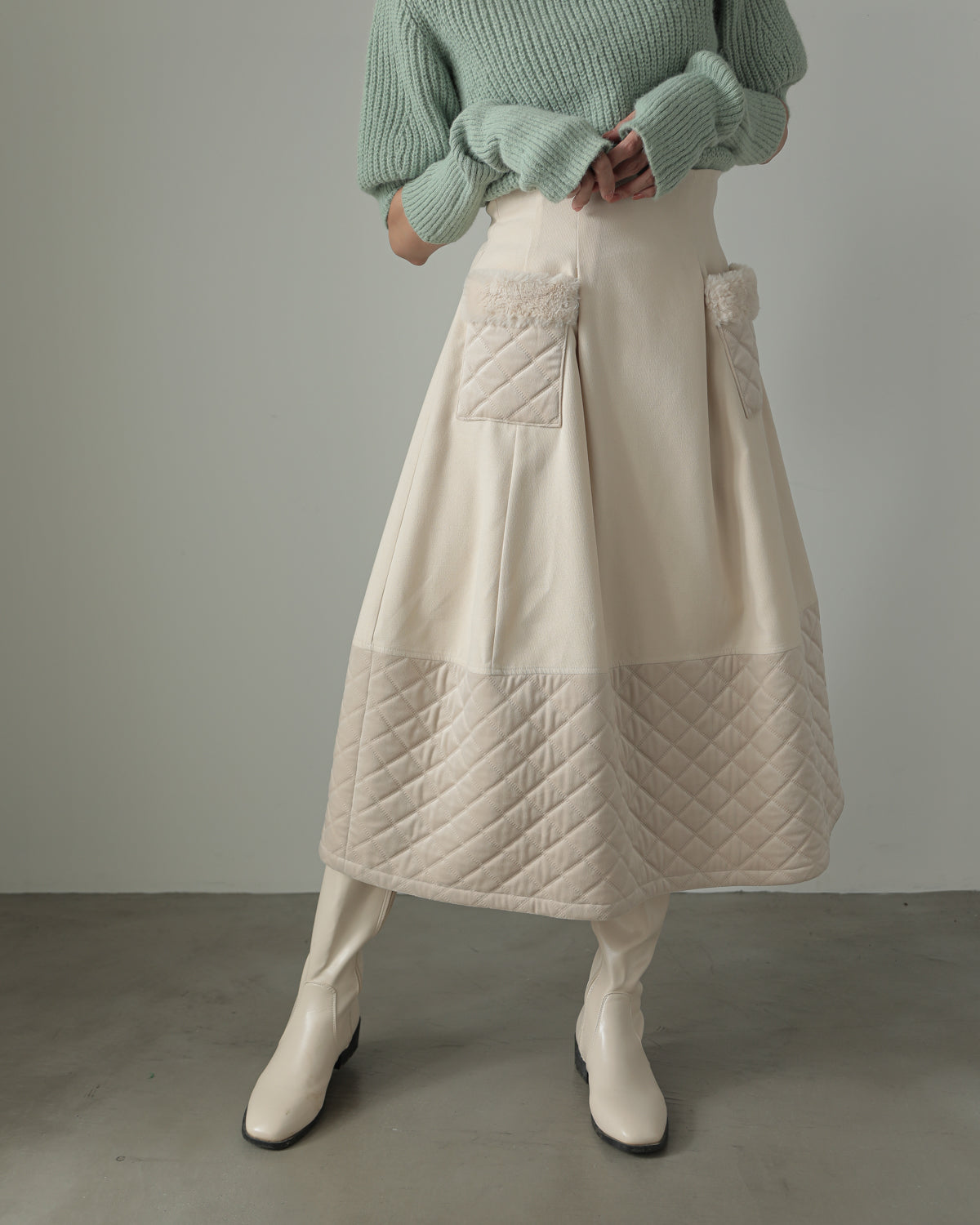 quilt pocket fur skirt