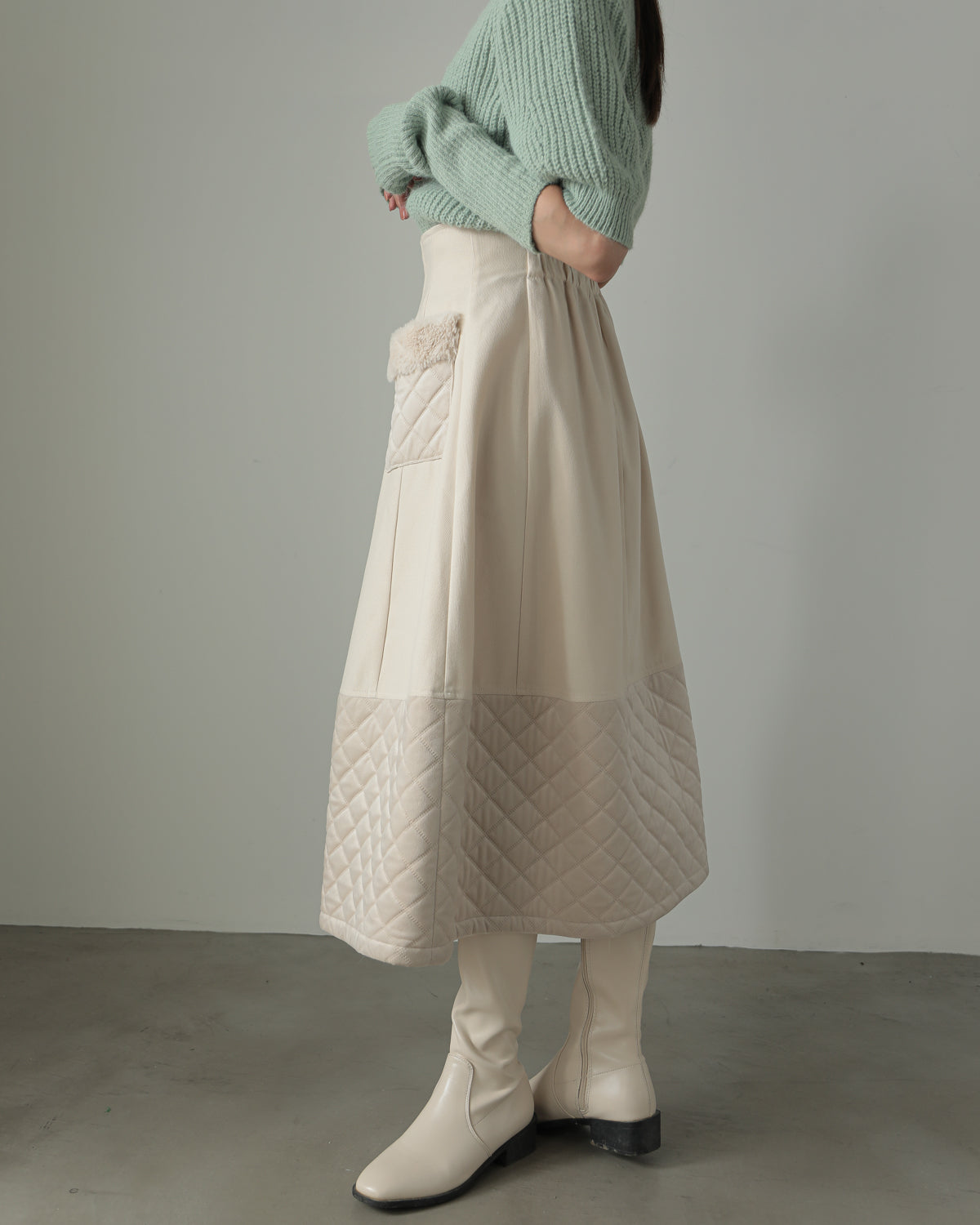 quilt pocket fur skirt