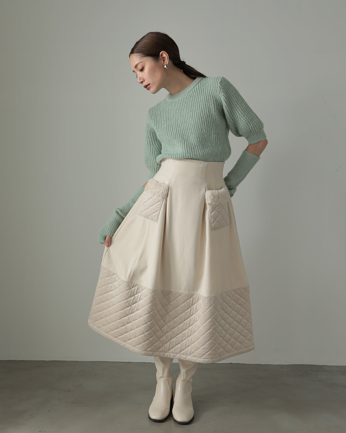 quilt pocket fur skirt