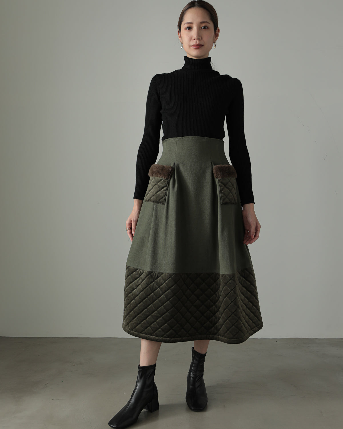 quilt pocket fur skirt