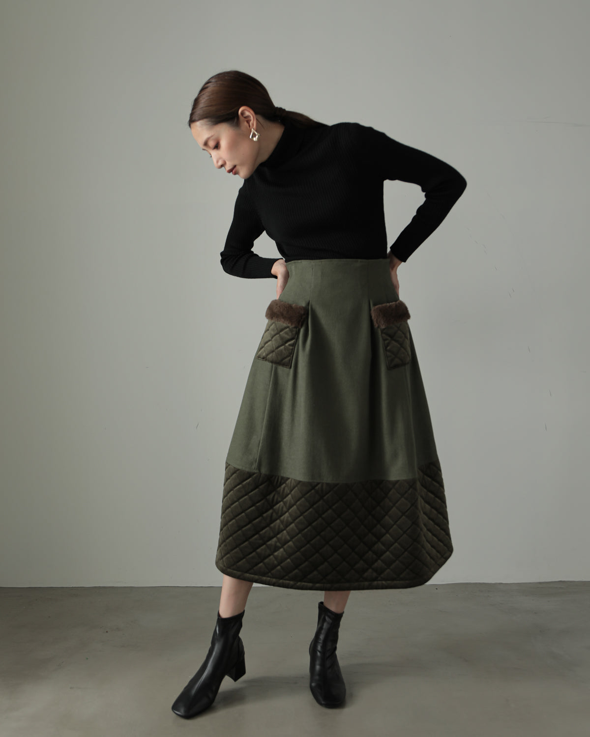 quilt pocket fur skirt