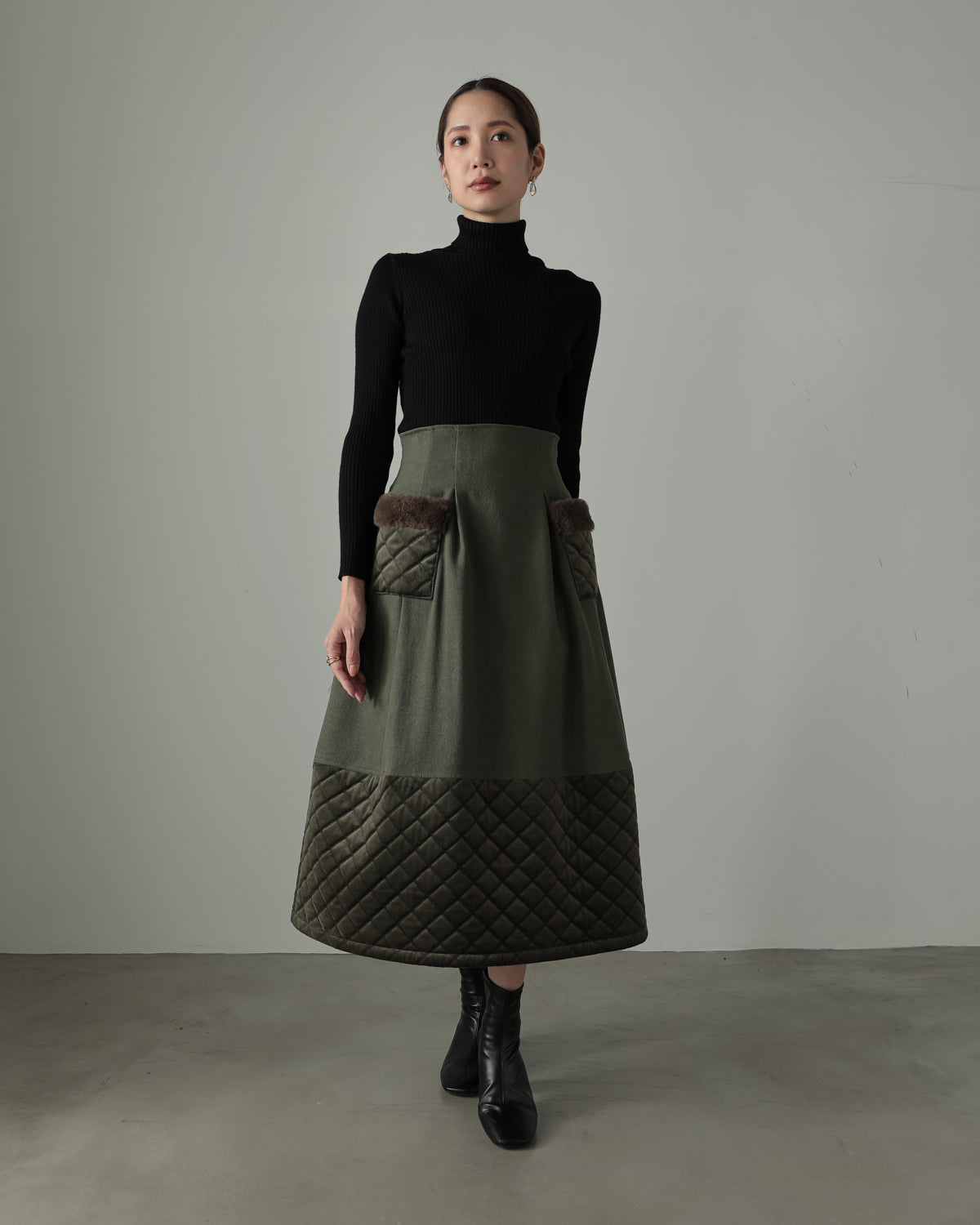 quilt pocket fur skirt