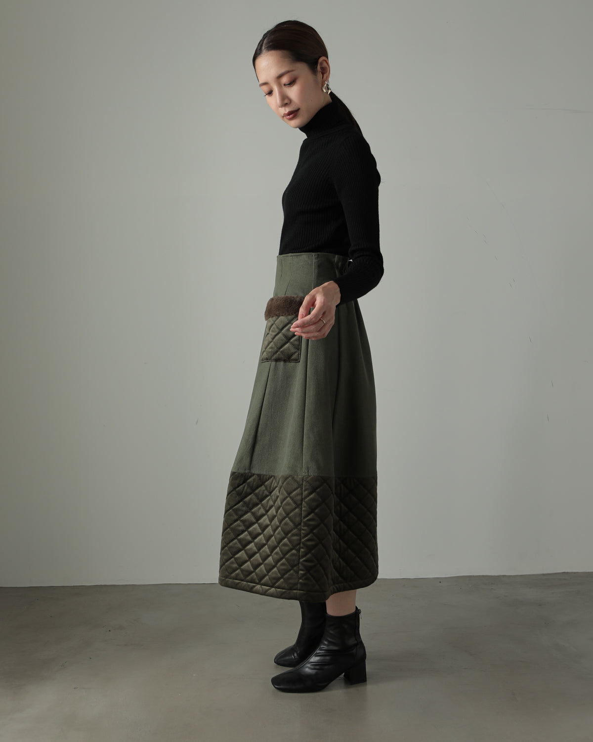 quilt pocket fur skirt