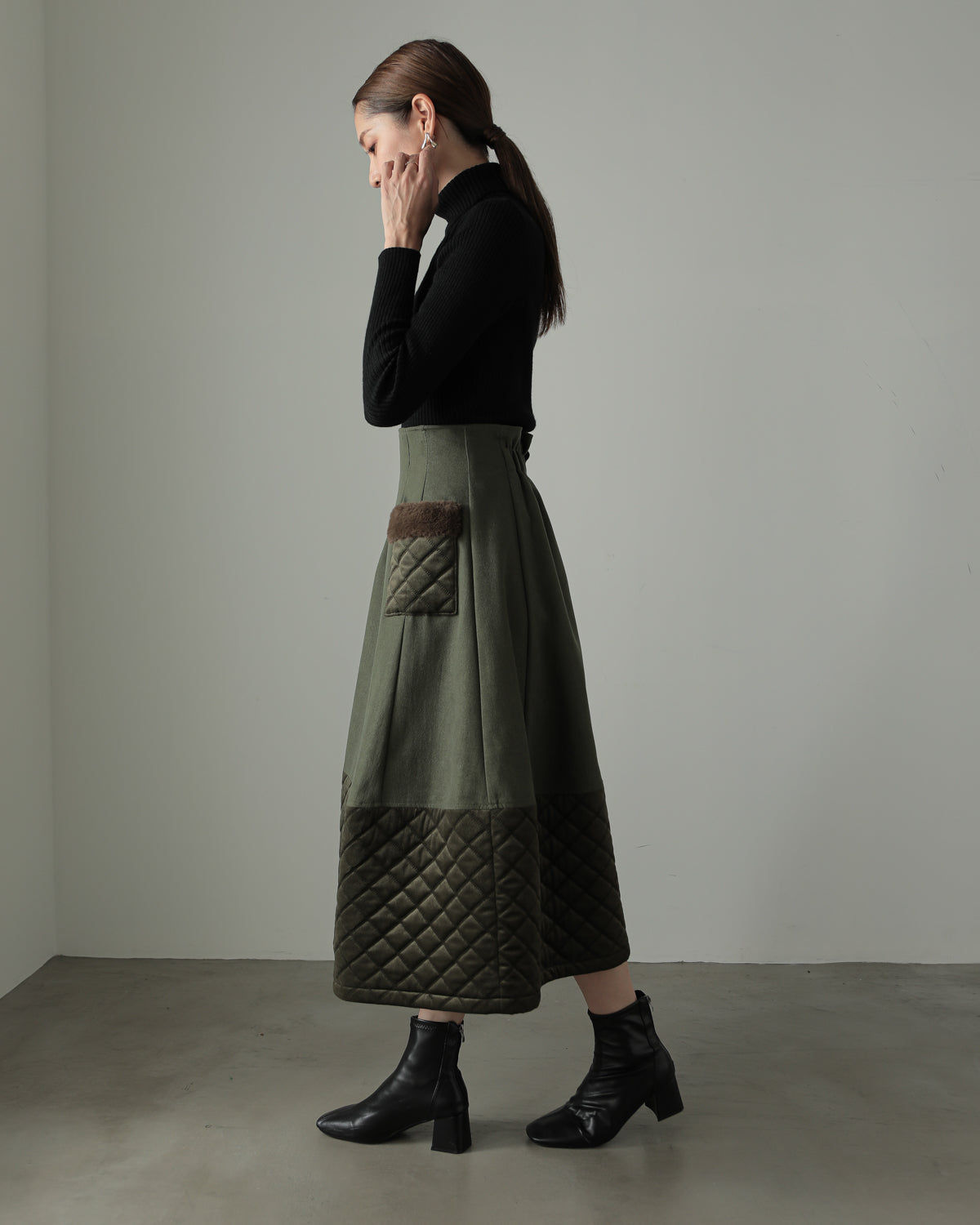 quilt pocket fur skirt