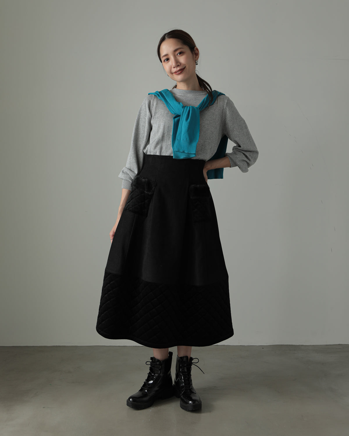quilt pocket fur skirt