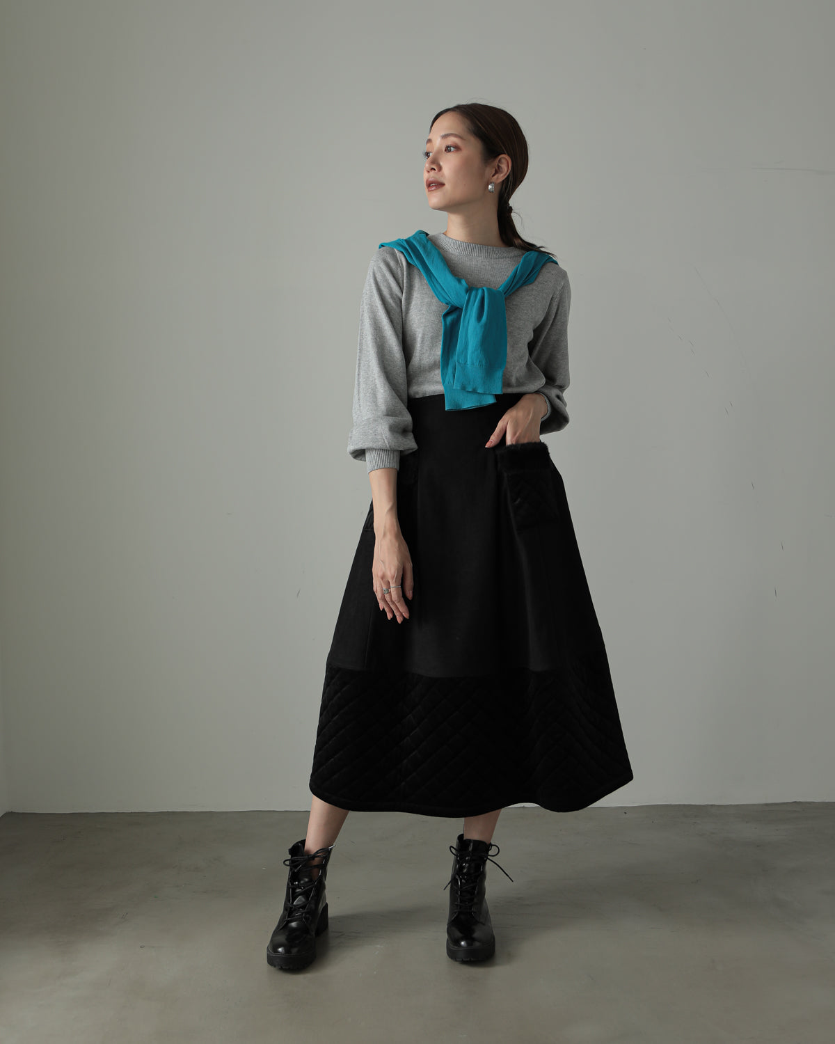 quilt pocket fur skirt