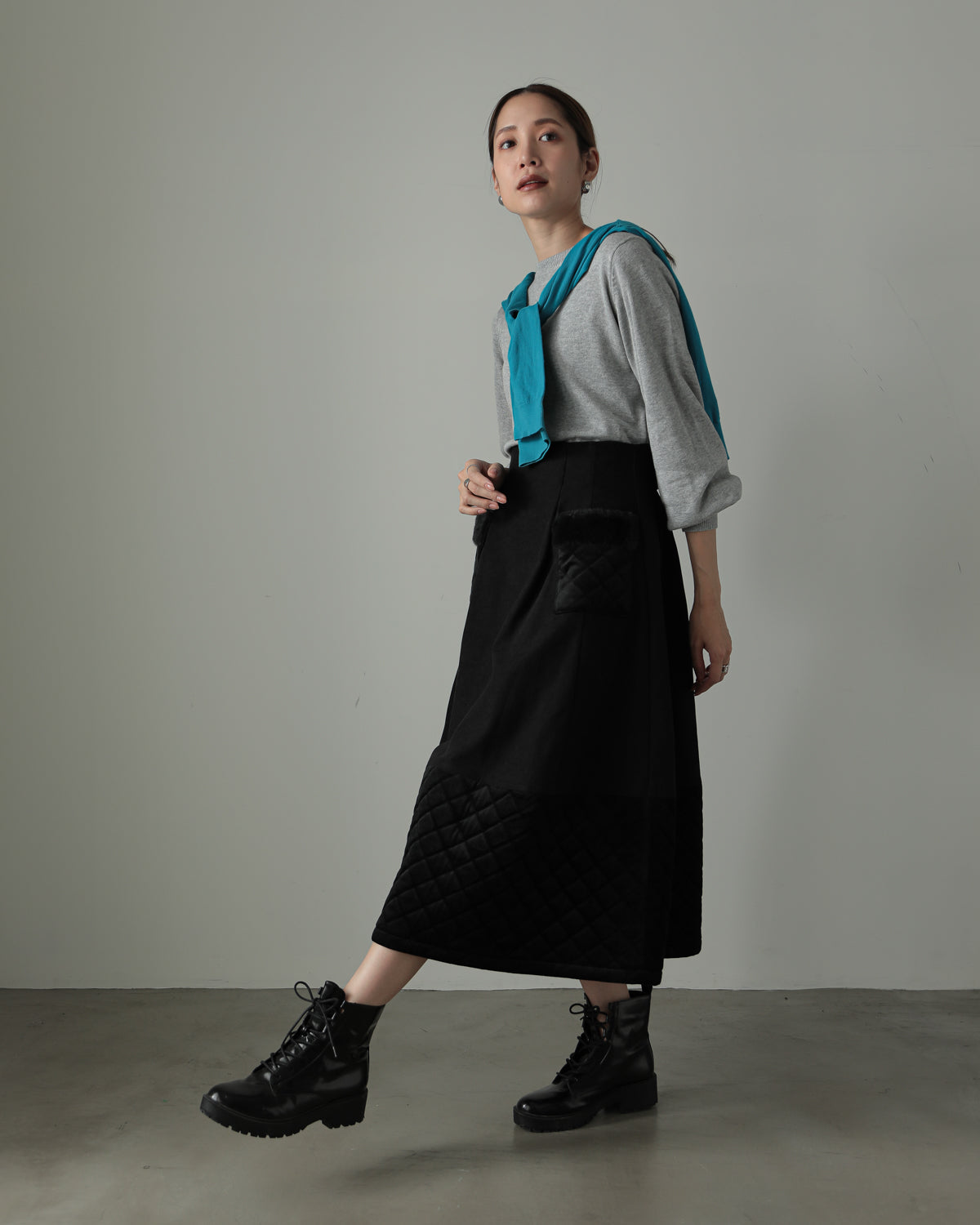 quilt pocket fur skirt