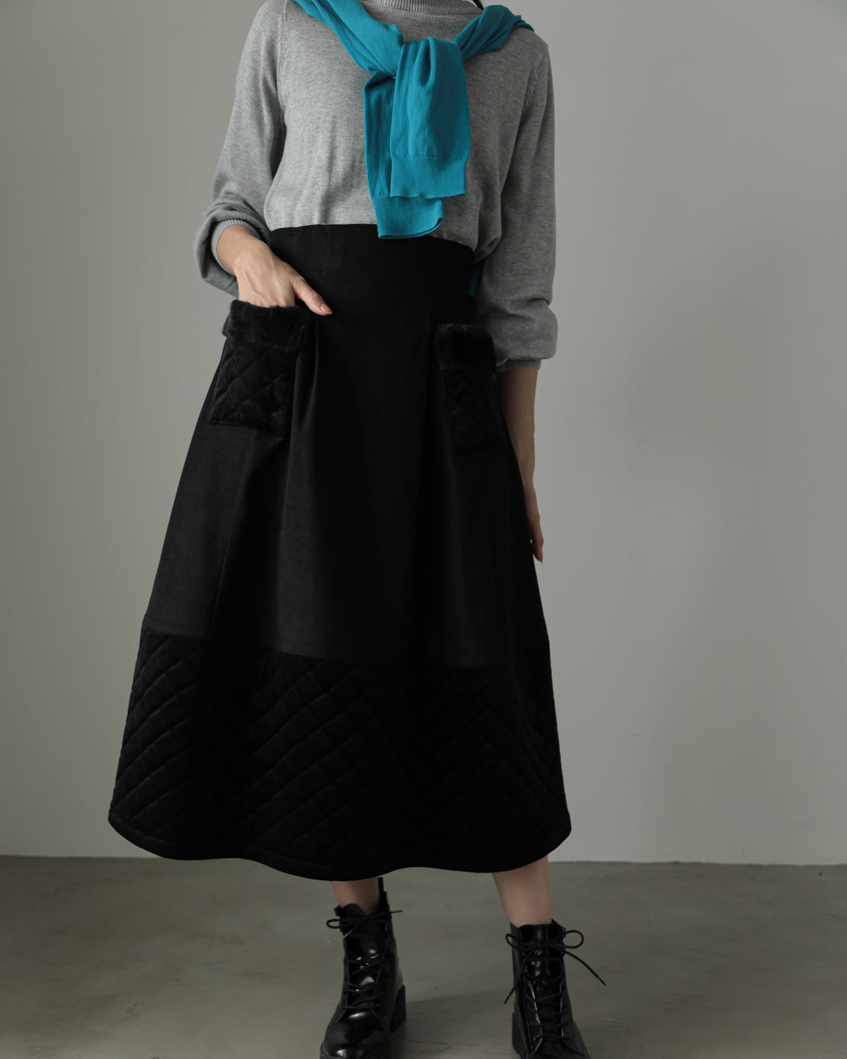 quilt pocket fur skirt