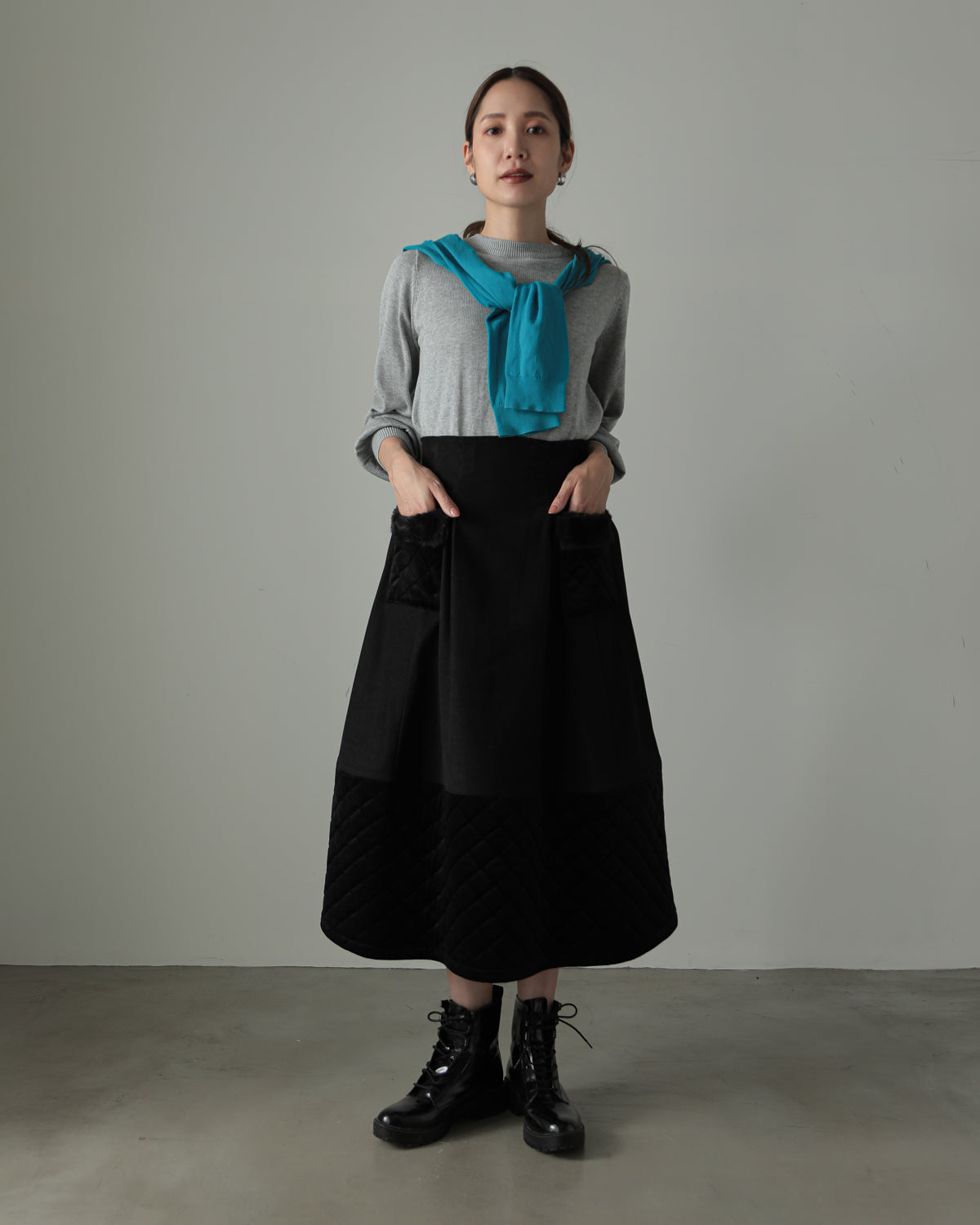 quilt pocket fur skirt