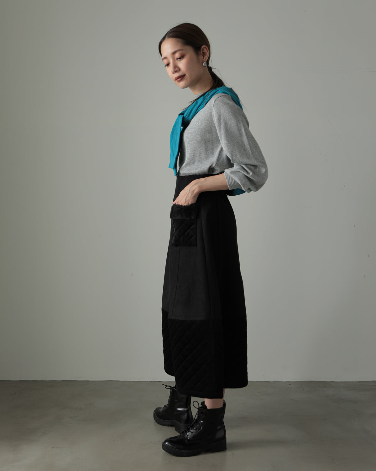 quilt pocket fur skirt