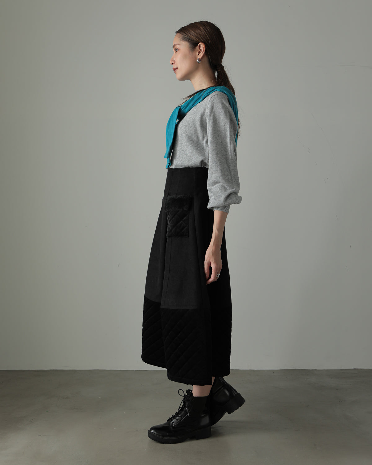 quilt pocket fur skirt