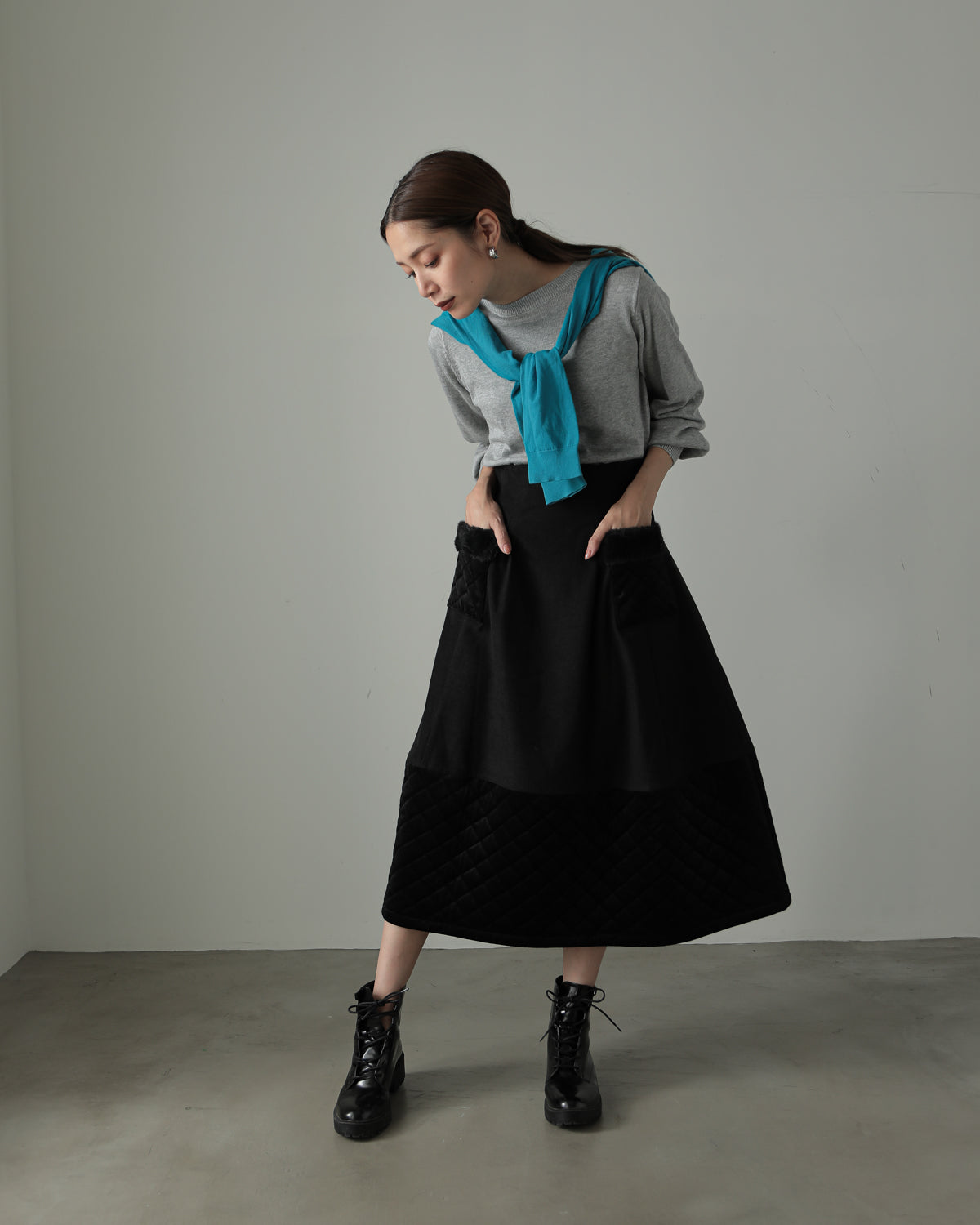 quilt pocket fur skirt