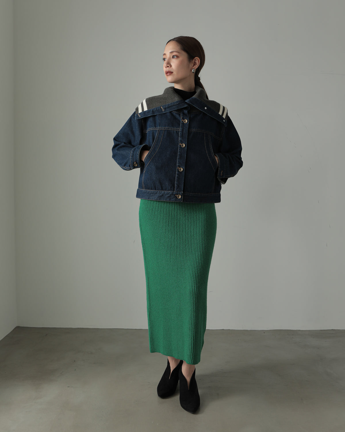 collar knit denim G Jumper