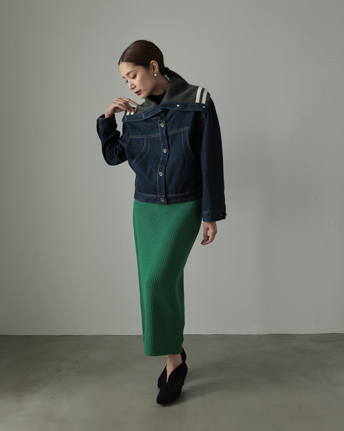 collar knit denim G Jumper