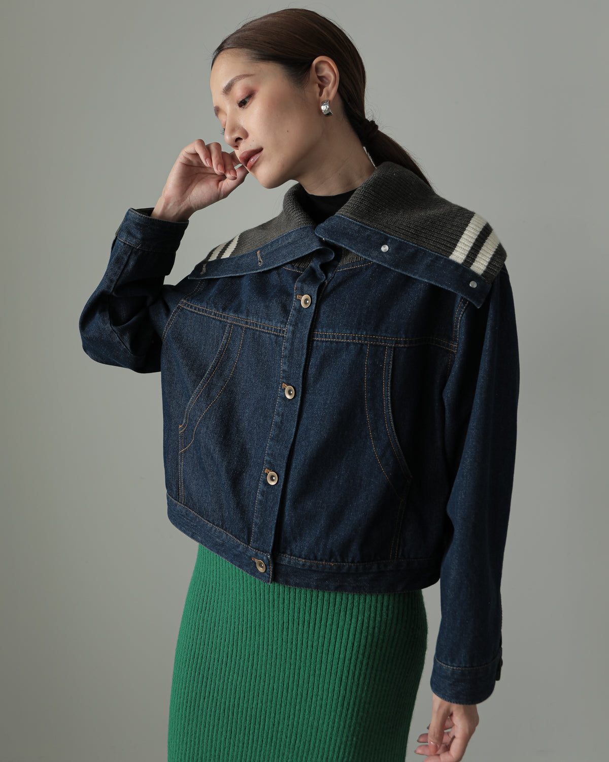 collar knit denim G Jumper