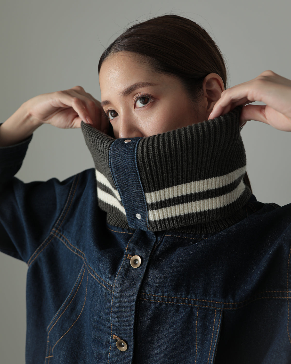 collar knit denim G Jumper