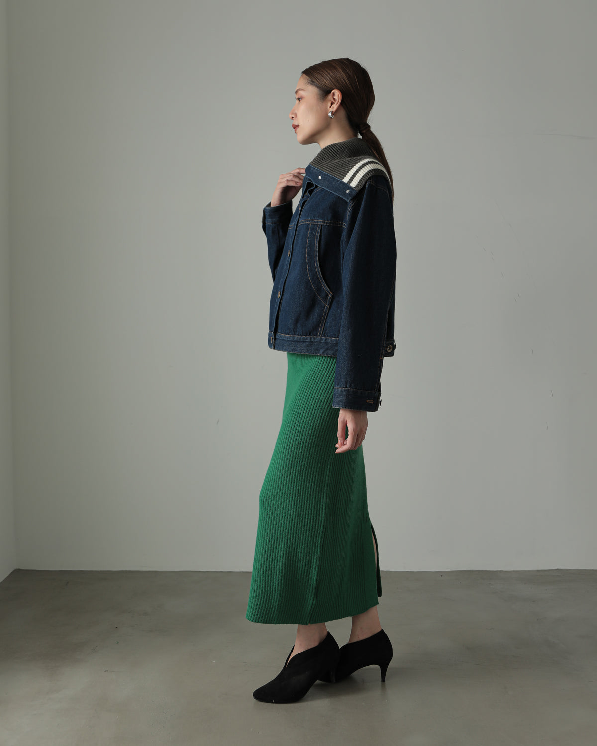 collar knit denim G Jumper