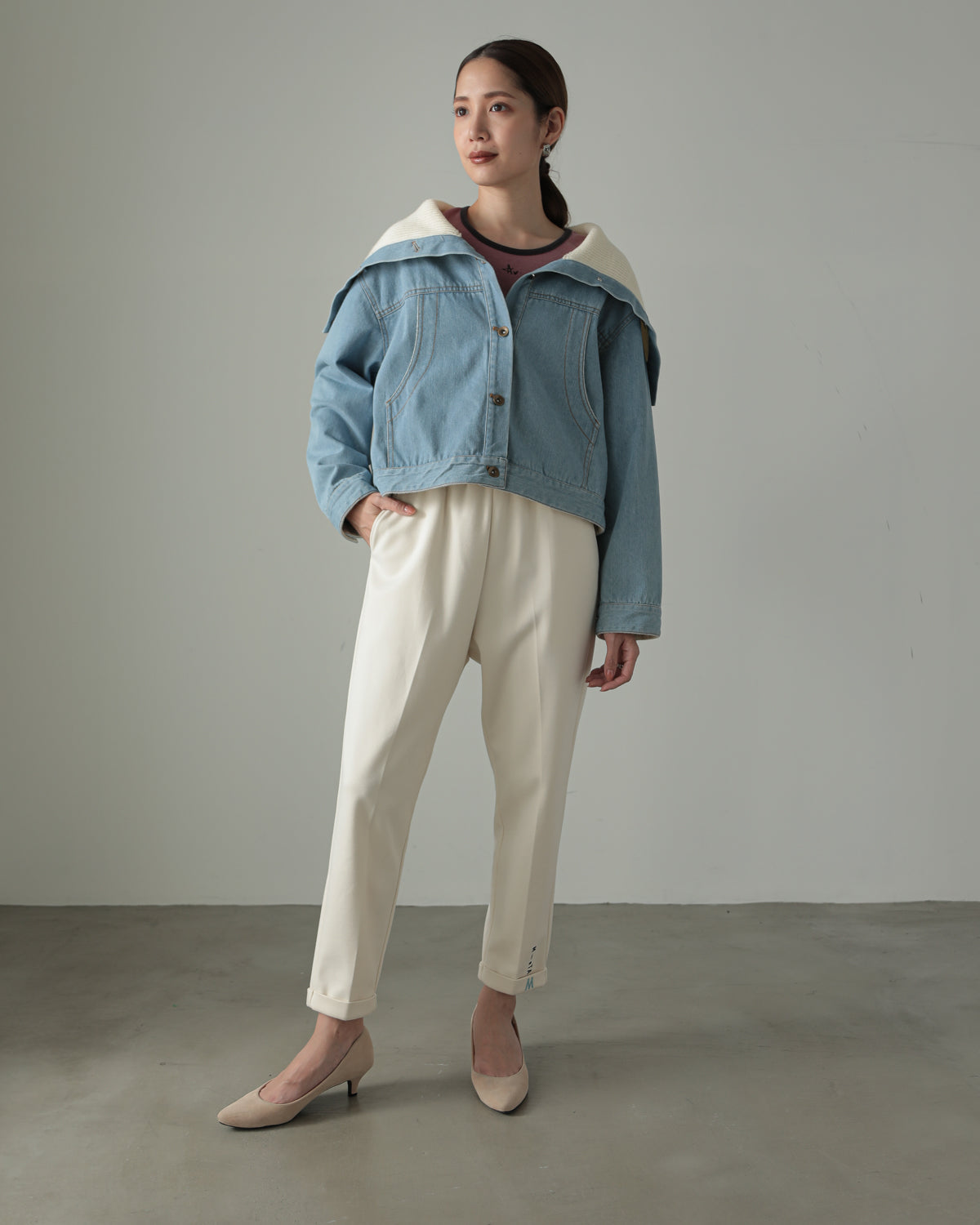 collar knit denim G Jumper