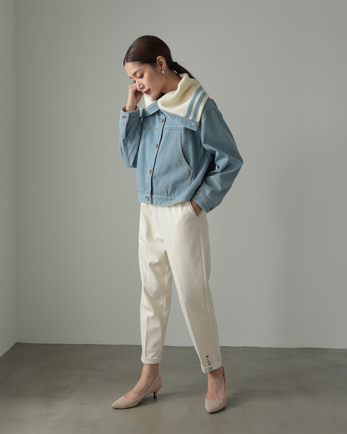 collar knit denim G Jumper