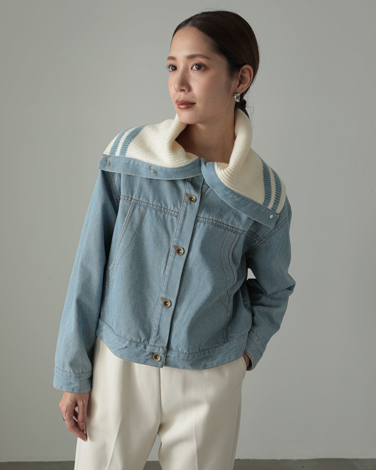 collar knit denim G Jumper