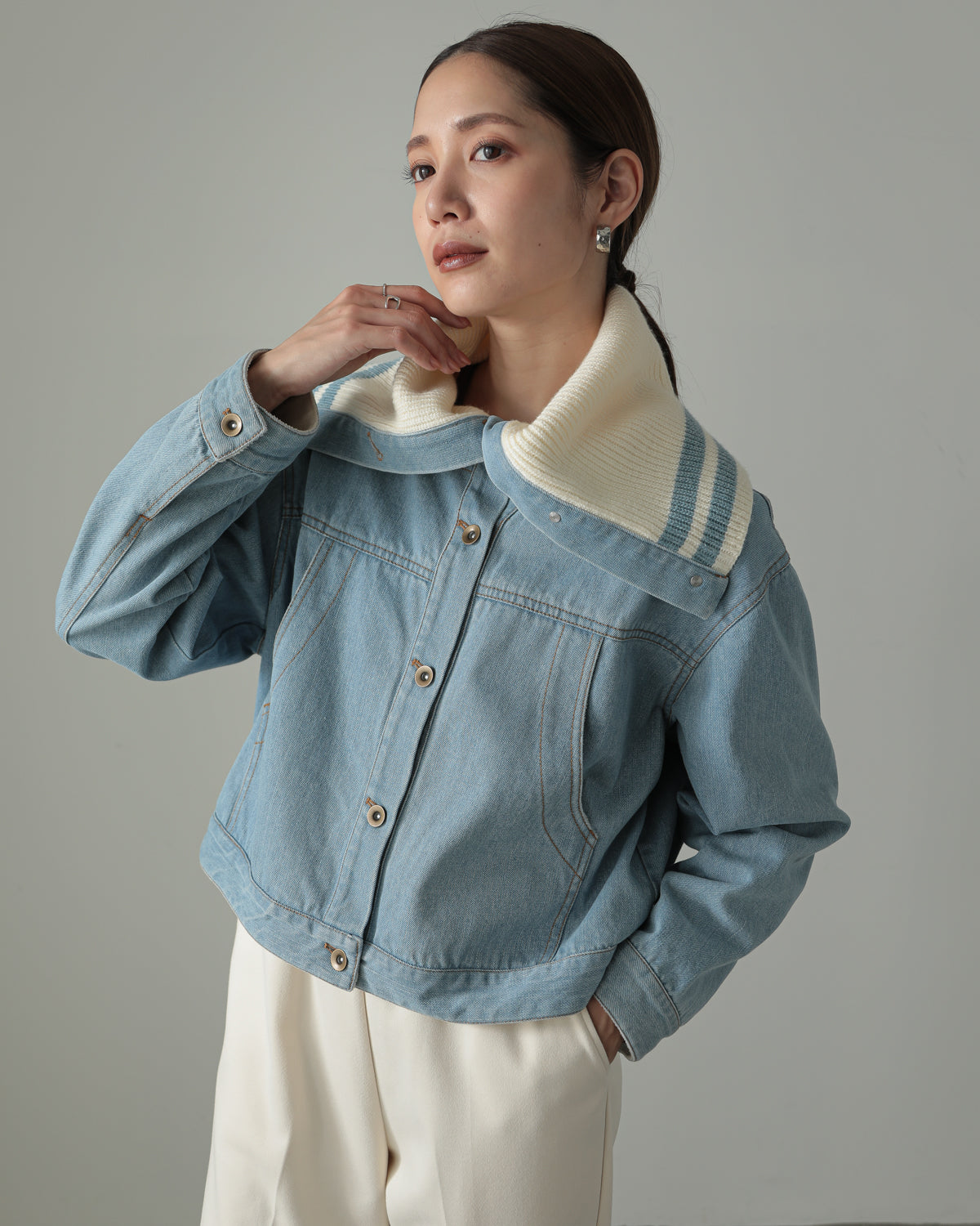collar knit denim G Jumper
