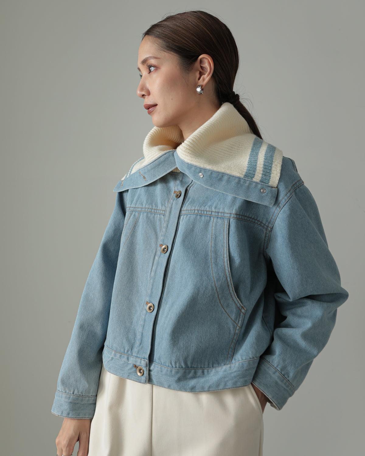 collar knit denim G Jumper
