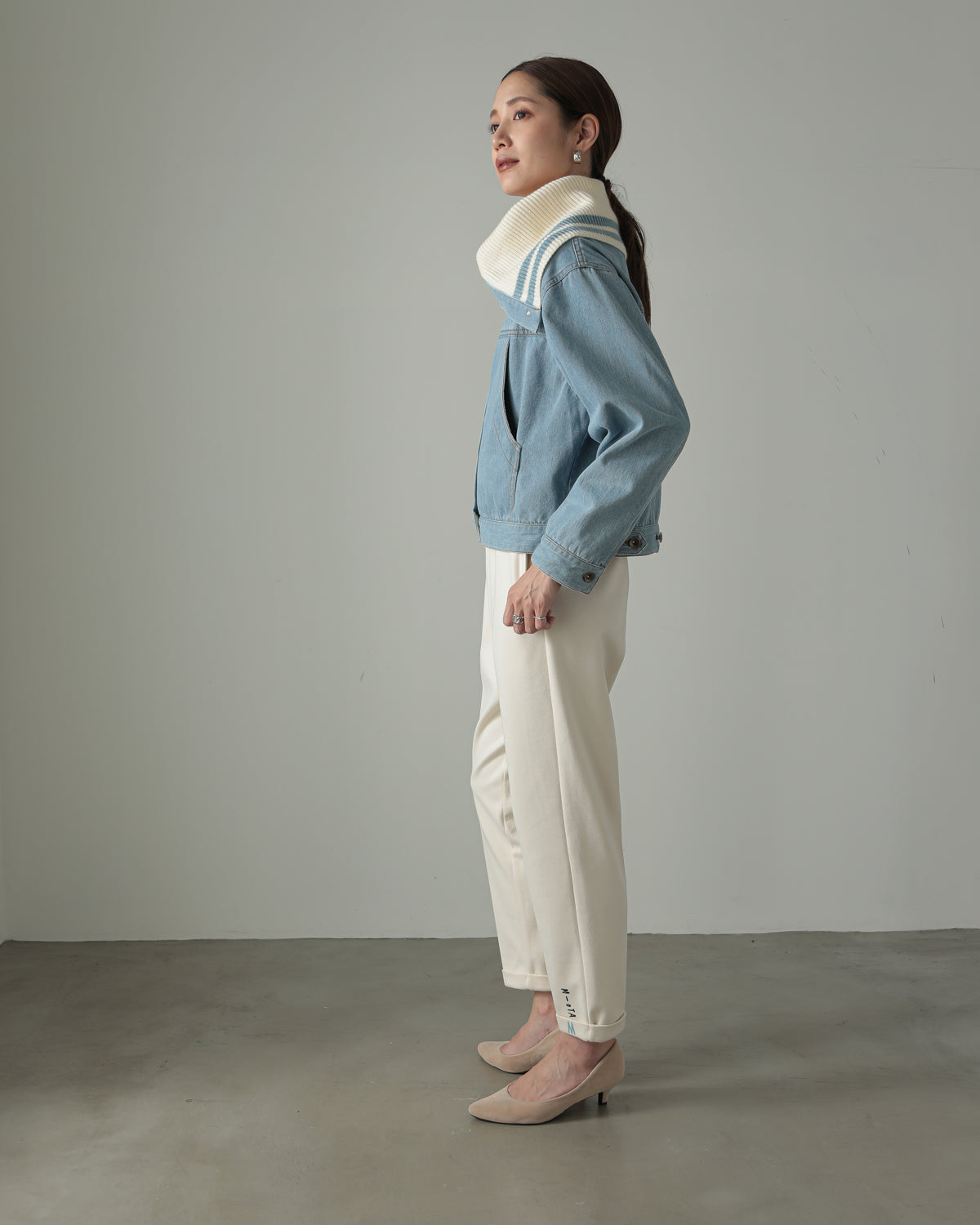 collar knit denim G Jumper