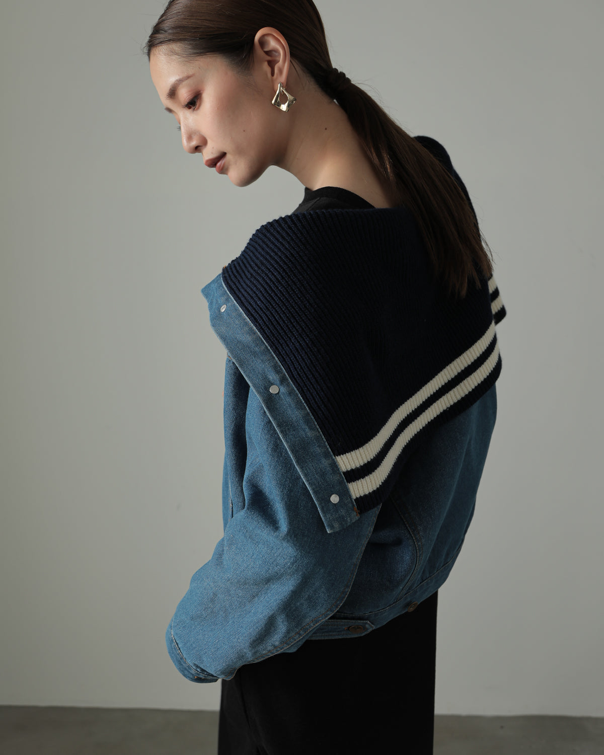 collar knit denim G Jumper