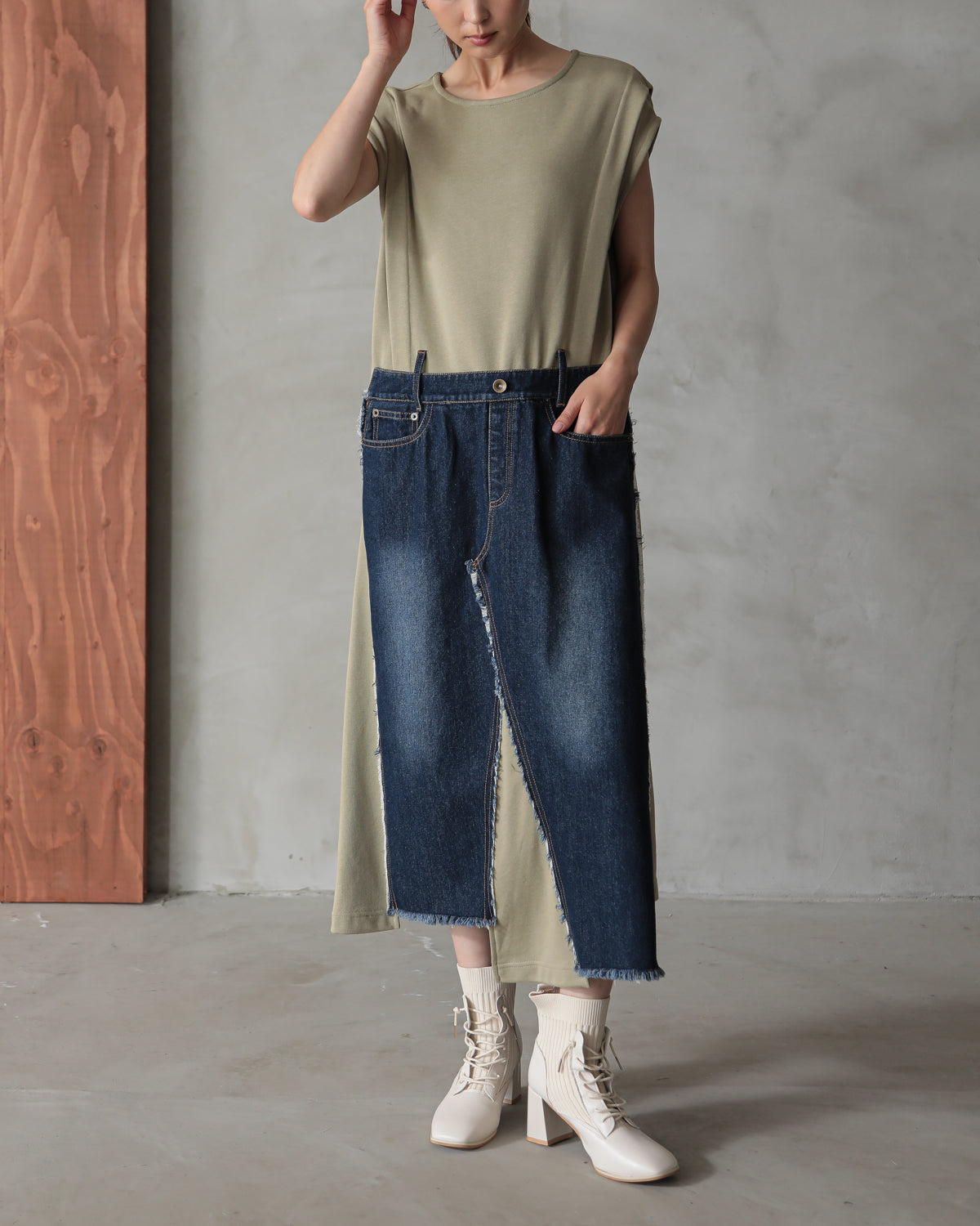 denim pasting one piece